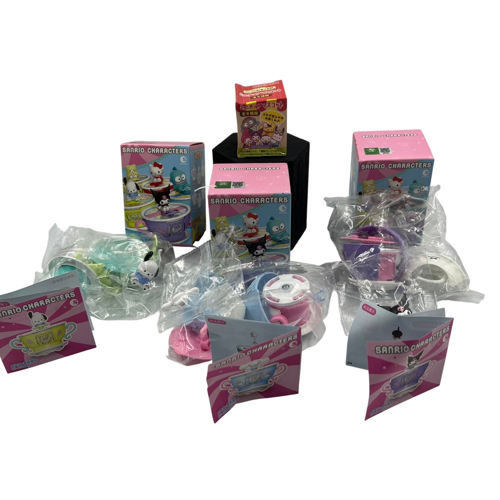 Sanrio Spinning Teacup Blind Box Figures Lot Pochacco Cinnamoroll Kuromi 3pc